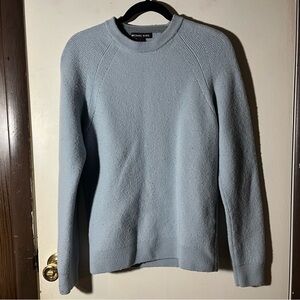 Michael Kors Merino Wool Sweater Size Large Long Sleeve Pullover Mens Light Blue